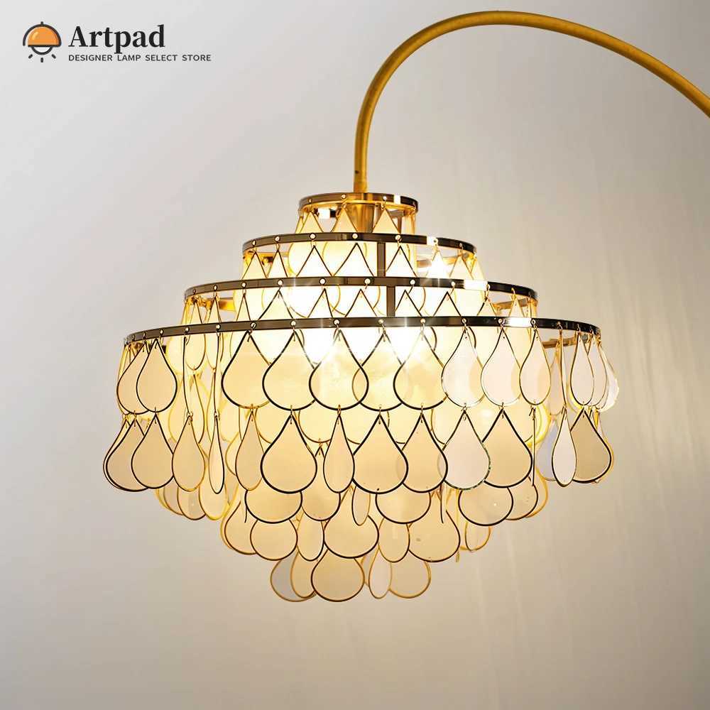 Luxury Bronze Floor Lamp For Living Room Bedroom Study Table Modern Room Decoration White Natural Seashell Stand Light M251119