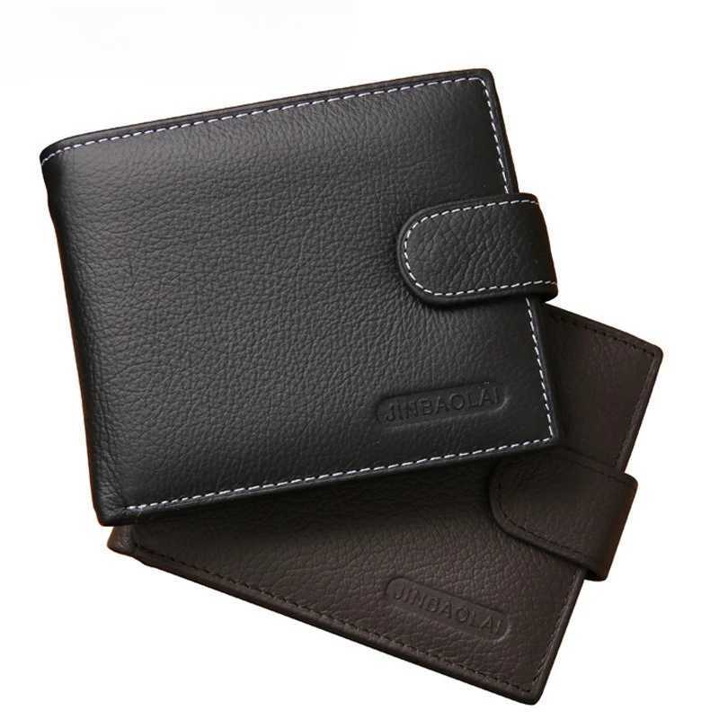 Genuine Leather Mens Wallet Premium Product Real Cowhide Wallets for Man Short Black Walet Portefeuille Homme Short PursesT251119