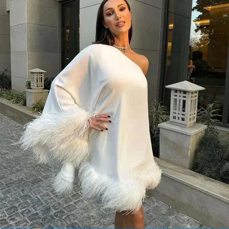 One Shoulder Feathe… - image