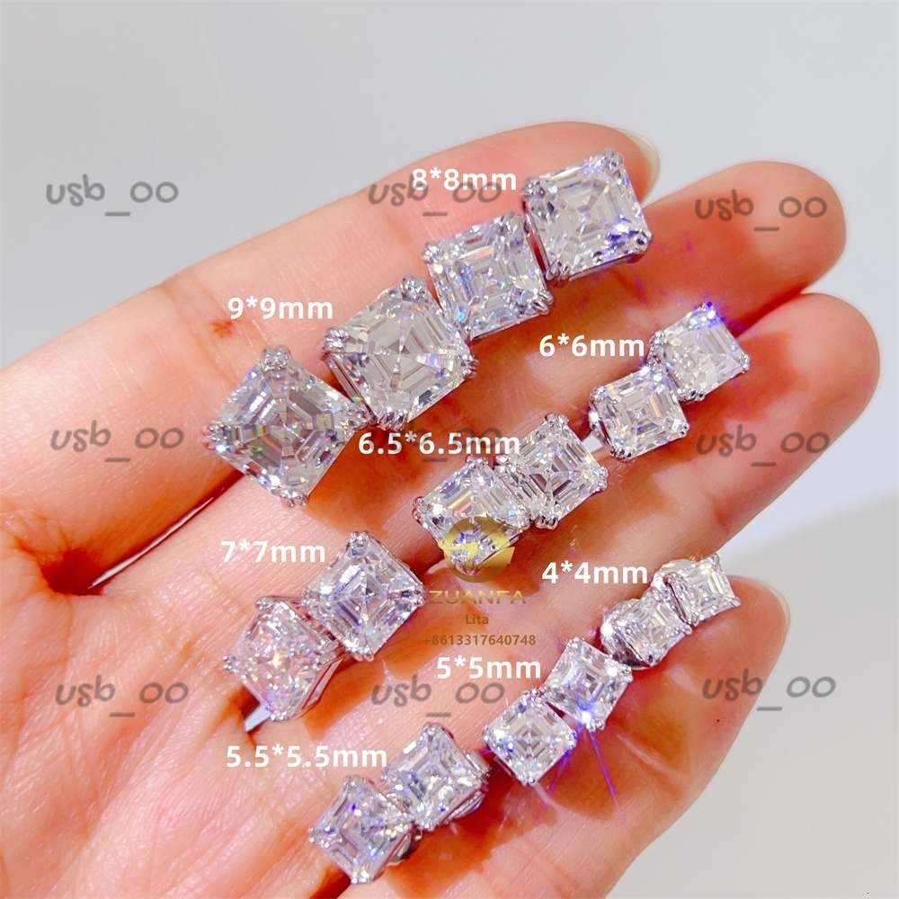 Wholesale Price Fashion Trend 2022 Asscher Cut Moissanite Earrings Men Silver 925 Earrings