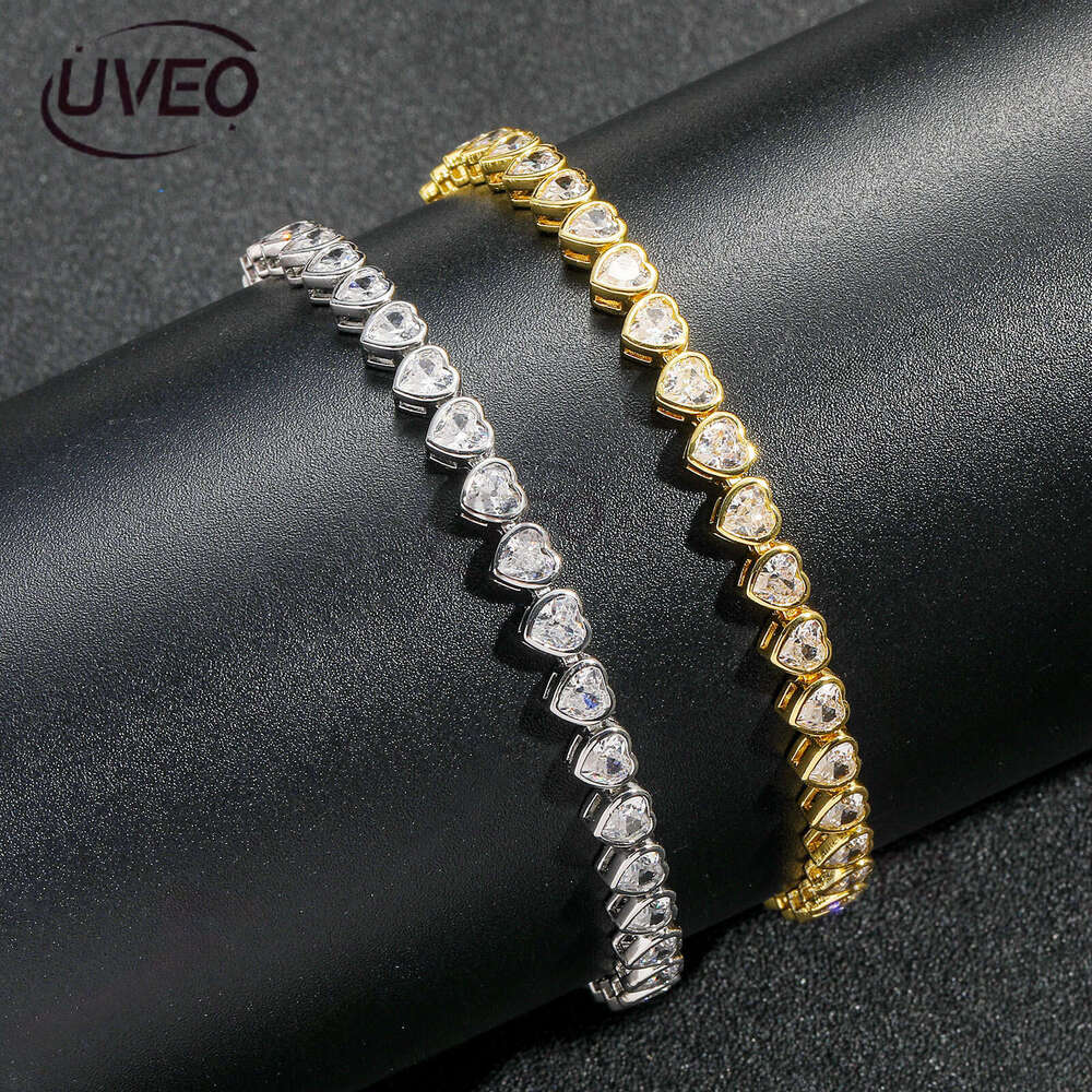 Luxury Hip Hop Ice out VVS Moissanite 4mm heart-shaped tennis chain Necklace bracelet for men and women Free delivery