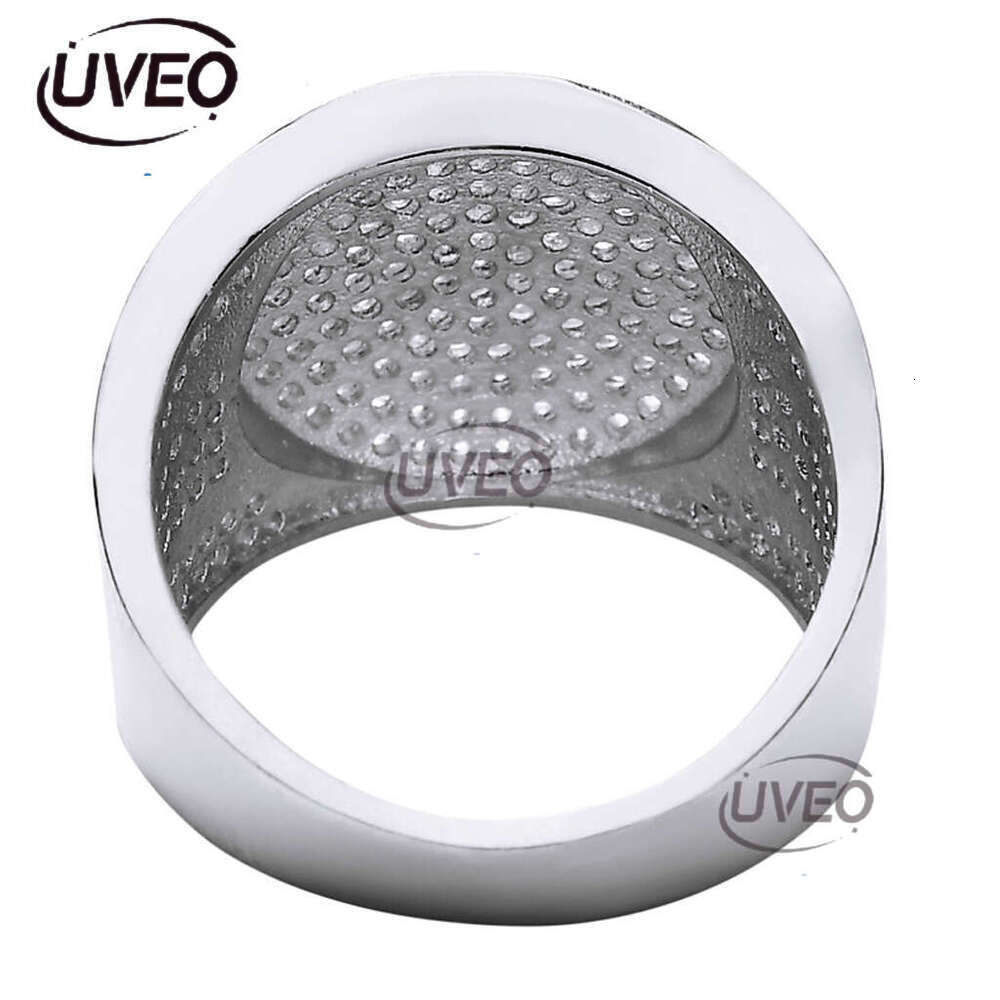 Luxurious designer gold hip hop ring with circular micro-inlaid ice VVS Moissanite Men's and Women's fashion ring