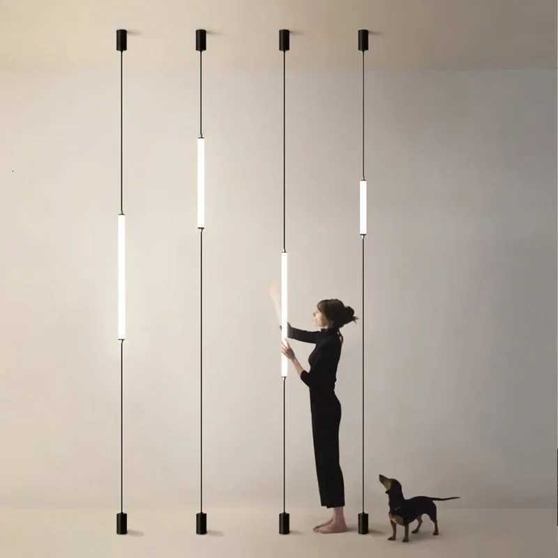 Hanging floor lamp Italy Design Black Long linear pendant light Bedroom Bedside Lamps Modern Hotel Living Room corner floor lamp M251119