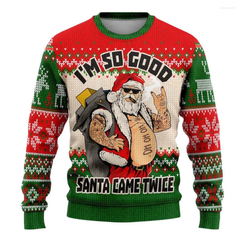 Men's Hoodies Ugly Christmas Sweater For Men Women Funny Cartoon Santa Claus Jesus Graphic Crew Neck Sweatshirt Year Holiday Pullover Tops - view 6