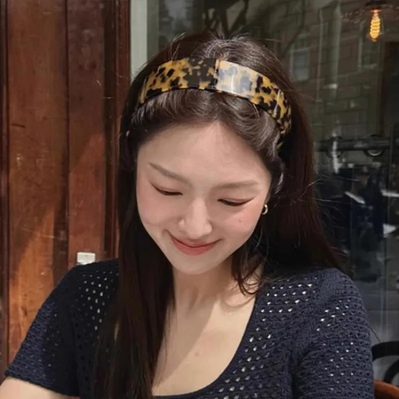 Retro Korean Style Acetate Tortoiseshell Leopard Print Comb With Anti Slip Wide Headband Party Hair Accessories For Ladies 250418