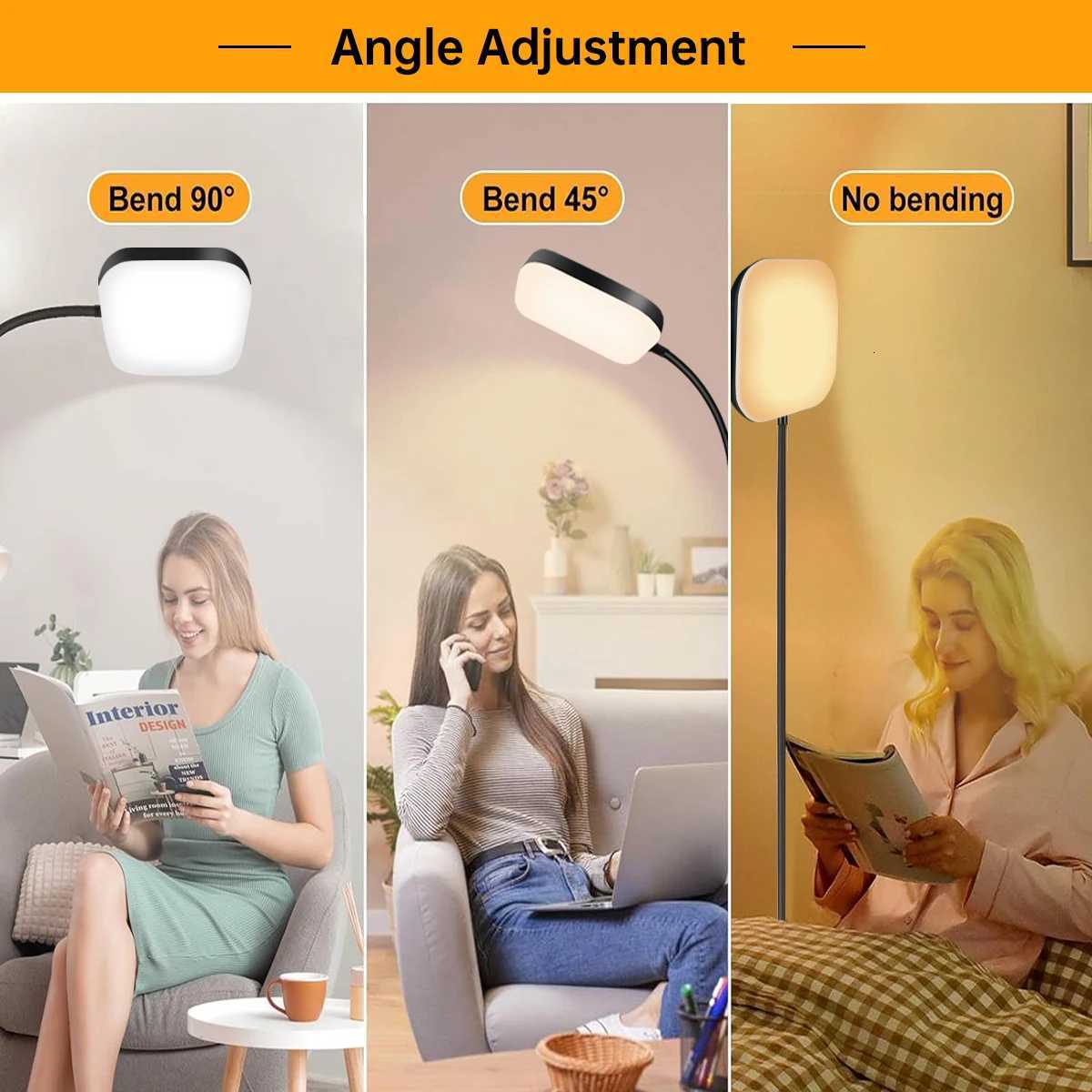 18W Floor Lamp with Touch Control Adjustable Brightness 360 Gooseneck LED Floor Lamps Eye-Caring Floor Lamp for Living Room M251119