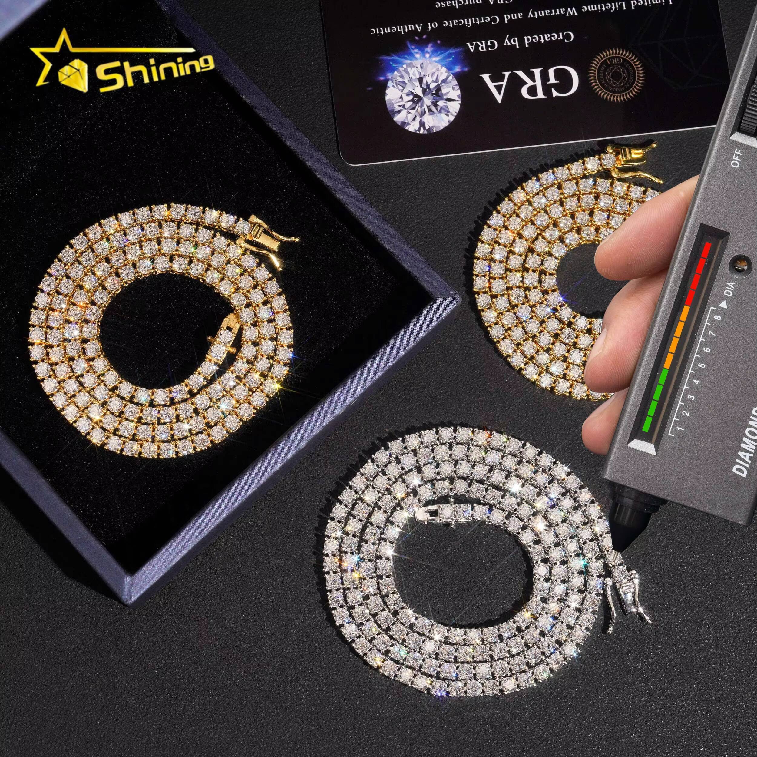 Pass Diamond Tester RTS Hip Hop Jewelry Charms Iced Out 20mm-65mm Lab Diamond 925 Silver VVS Moissanite Tennis Chain Necklaces