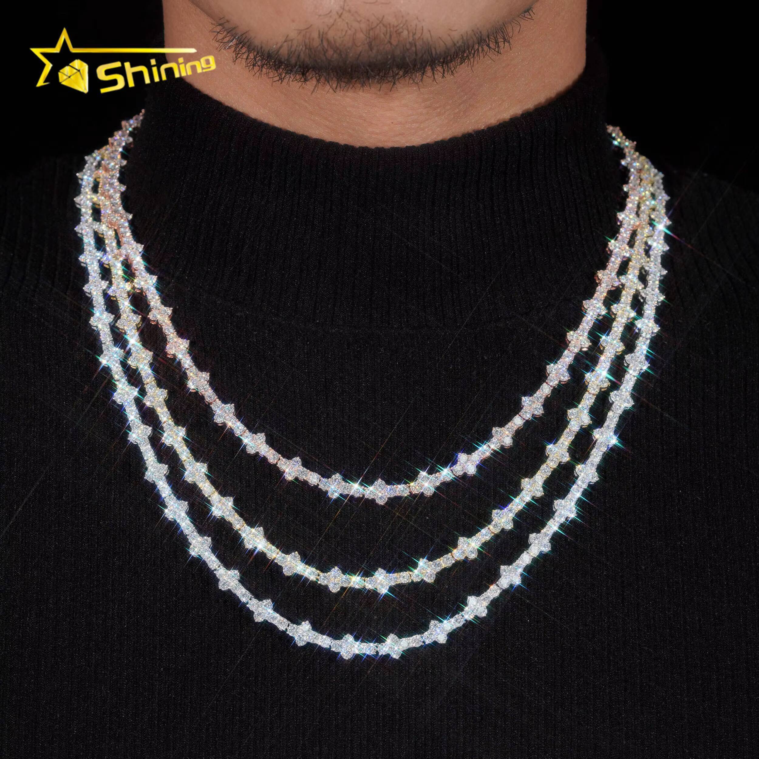 Fast Delivery Cross Tennis Necklace Bracelet 925 Sterling Silver Pass Diamond Tester GRA Certified VVS Moissanite Tennis Chain