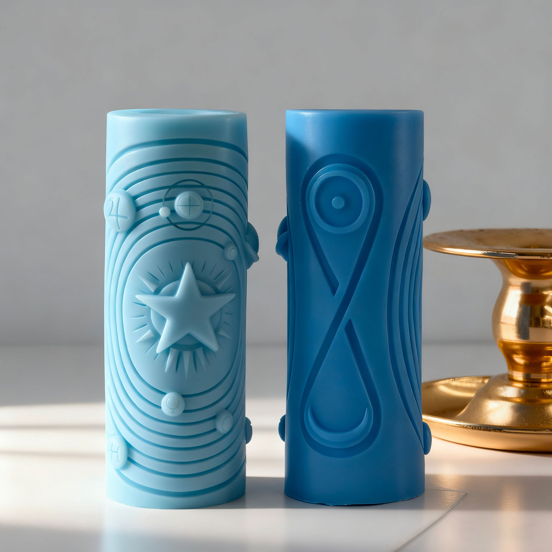 Silicone Mold for Patterned Cylindrical Aromatherapy Candles Star Relief Column Handmade Candle Mold