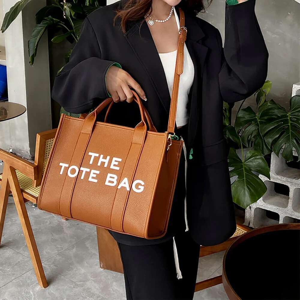 Women Designer Handbag Simple PU Letter Tote Bag Fashion Satchel Purse Large Capacity for Outdoor Travel Work Shopping