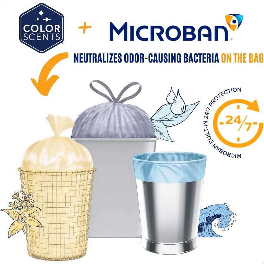 Small Trash Bags 4 Gallon 80 Bags 1 Pack of 80 Count Twist Tie Lavender Bag with Lavender Scent with Microban C251119