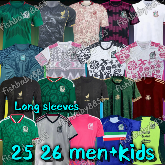 New 25 26 Mexico Gold Cup Soccer Jerseys HOME AWAY Fans Player Version CHICHARITO GIMENEZ H.LOZANO Mexique E. ALVAREZ A.VEGA RAUL 2025 2026 Mens Kids Kits Football Shirts
