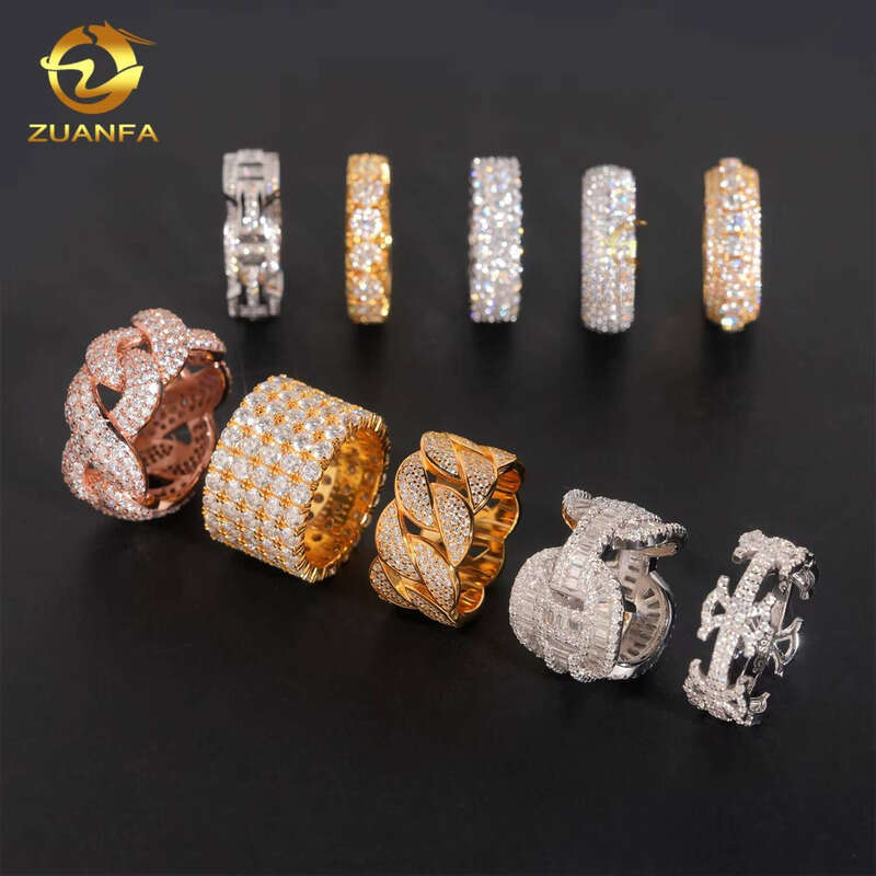 Affordable Ready-to-Ship GRA Gold Silicon Stone Men's Ice Out Jewelry Infinity Ring