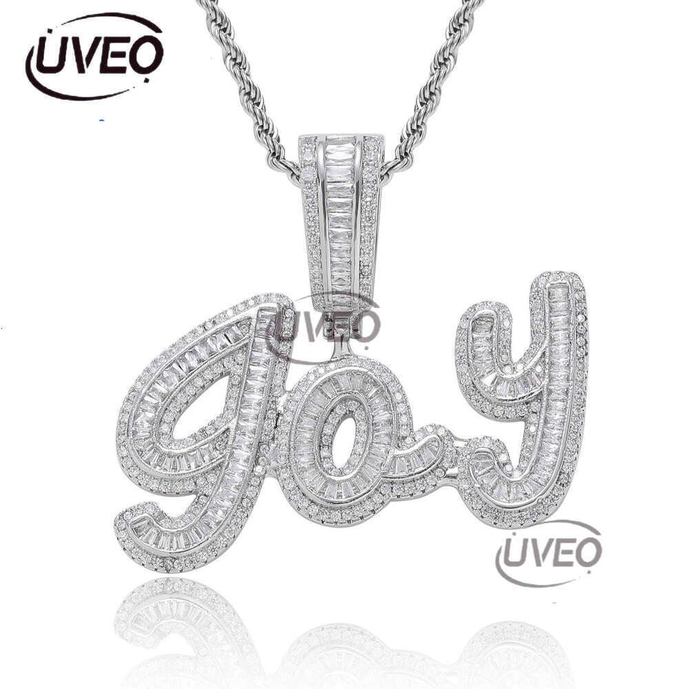 Luxury designer hip hop patchwork pendant Ice out VVS Moissanite ladder square Letter Men Women Hip hop necklace pendant