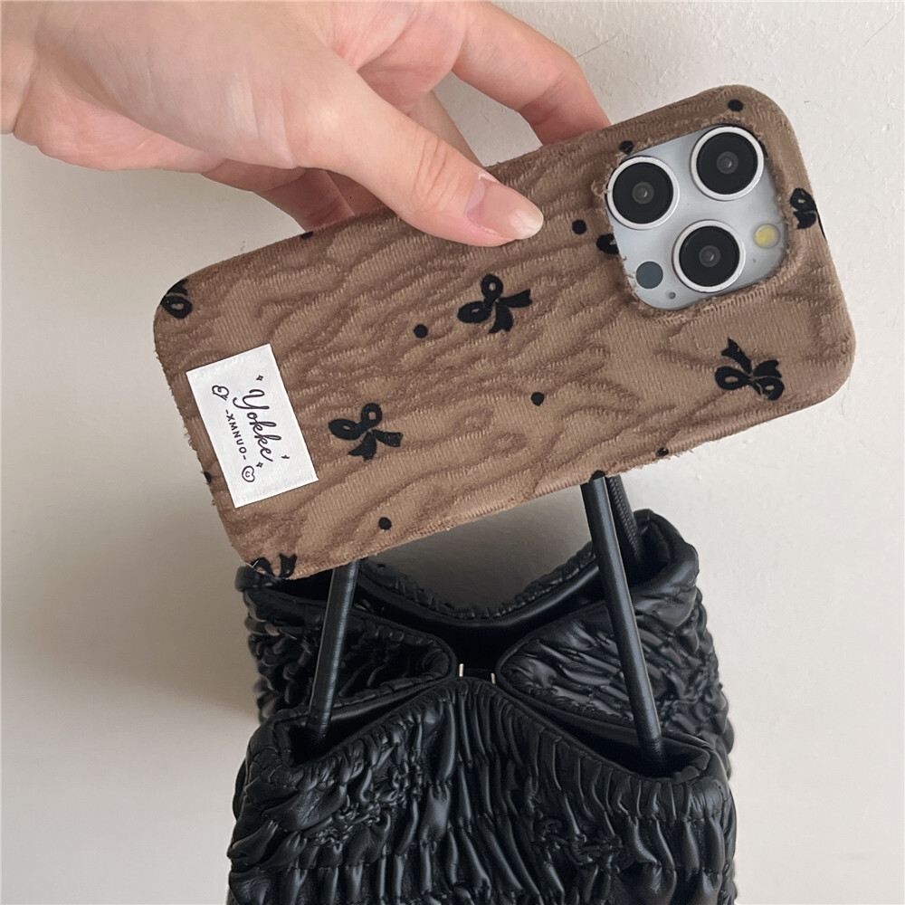 Polka Dot Bow Phone Case Compatible with iPhone 17/16/15 Pro Max Simple Velvet Protective Case iPhone 14/13