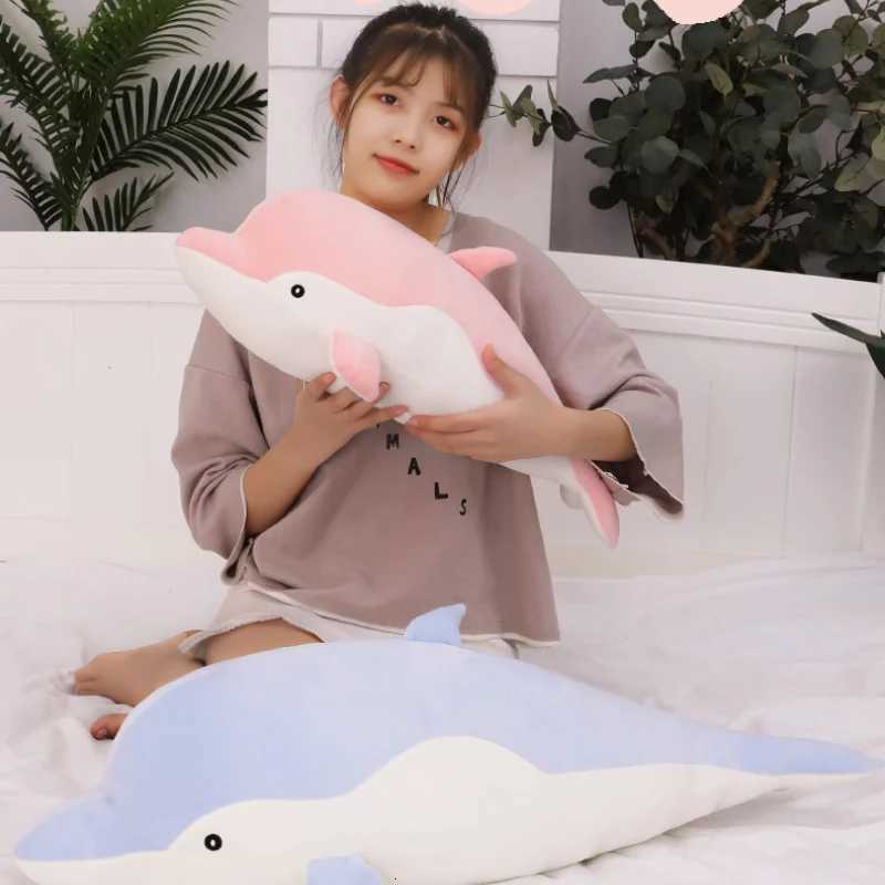 50-110cm Cartoon Dolphin Plush for Office Rest Sleeping Cute Soft Animal Childrens Toys Boy Girl Birthday GiftsM251119