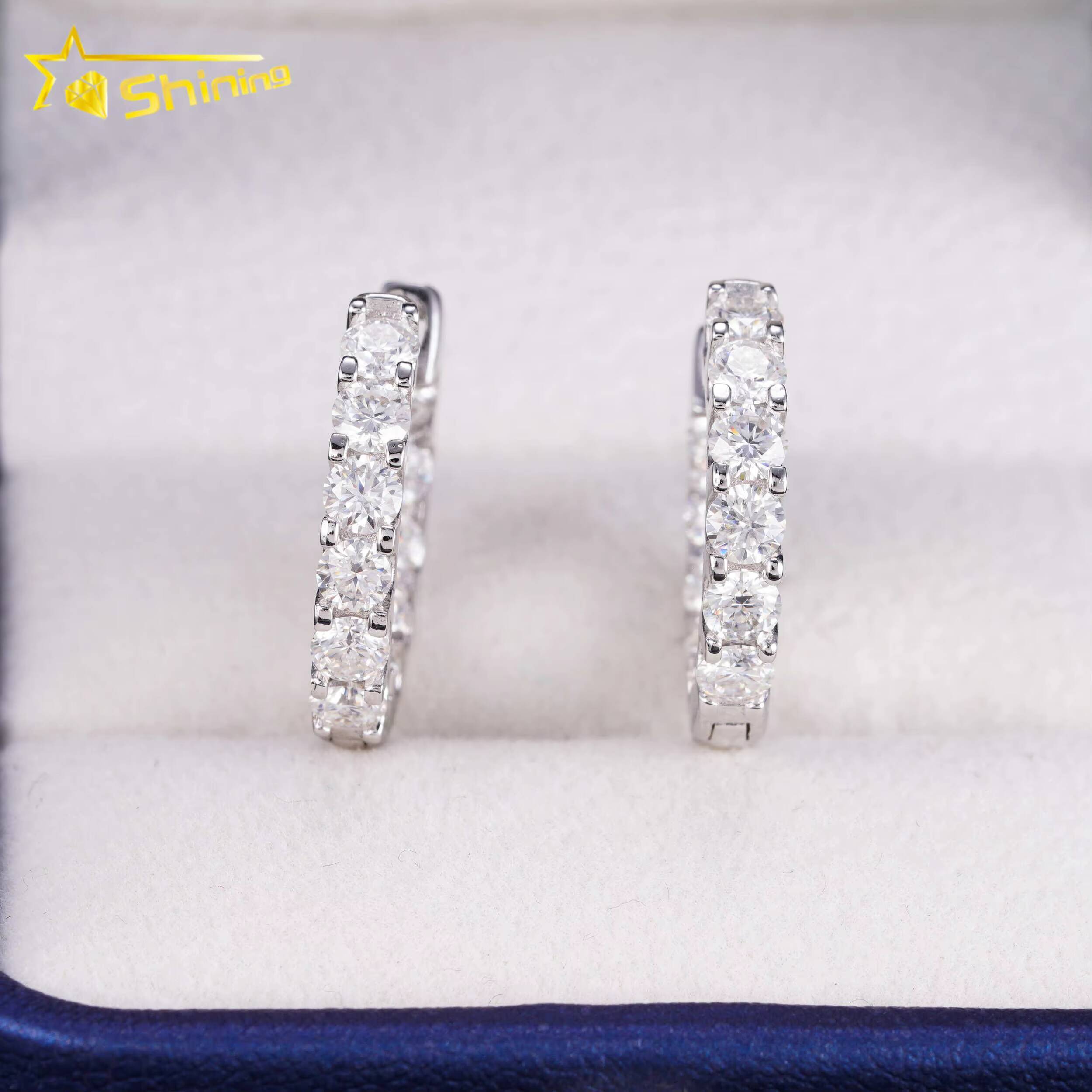 New Arrival Hot Sale Design Tennis Earrings 925 Silver 30mm GRA Moissanite Hoop Earrings Fashion Jewelry