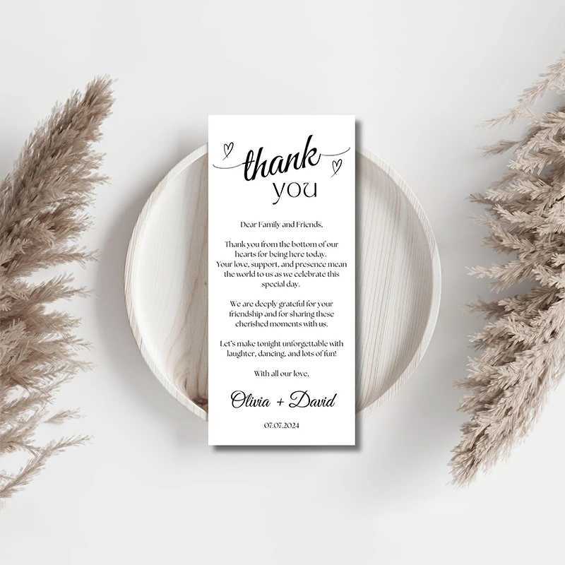 Personalized Thank You Card Wedding Invitation Table Card Couple Name Welcome Menu Minimalist Wedding Place Card Table Card G251119