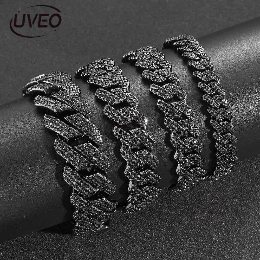 Hip Hop Rapper Mossanite Necklace Jewelry Vvs Sterg Sier 20mm Black Dia Moissanite Cuban k Chain