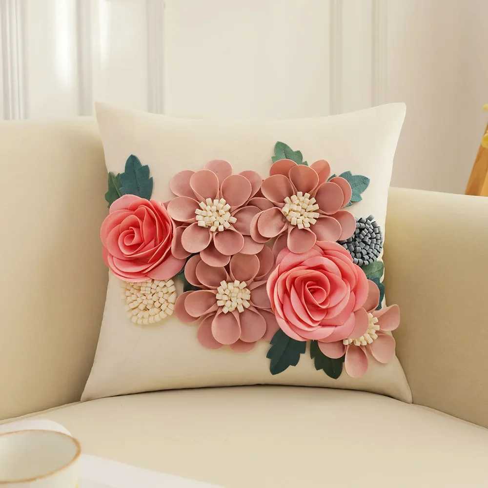 French Style case Flower Tree Patchwork Embroidered Cushion Cover Living Room Bedroom Cover Decorative for SofaM251119