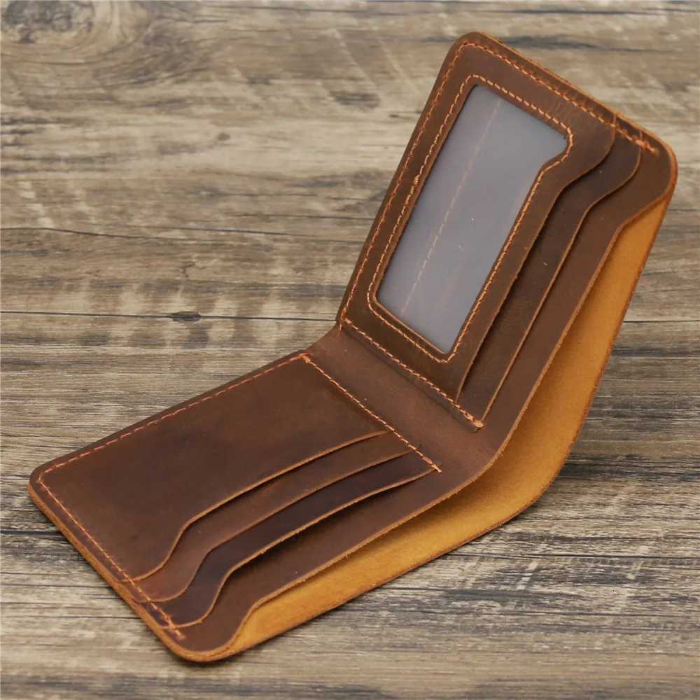 Personalized Engraved Name Genuine Leather Mens Wallet Customized Retro Male Slim Card Holder Case with RFID ProtectionT251119