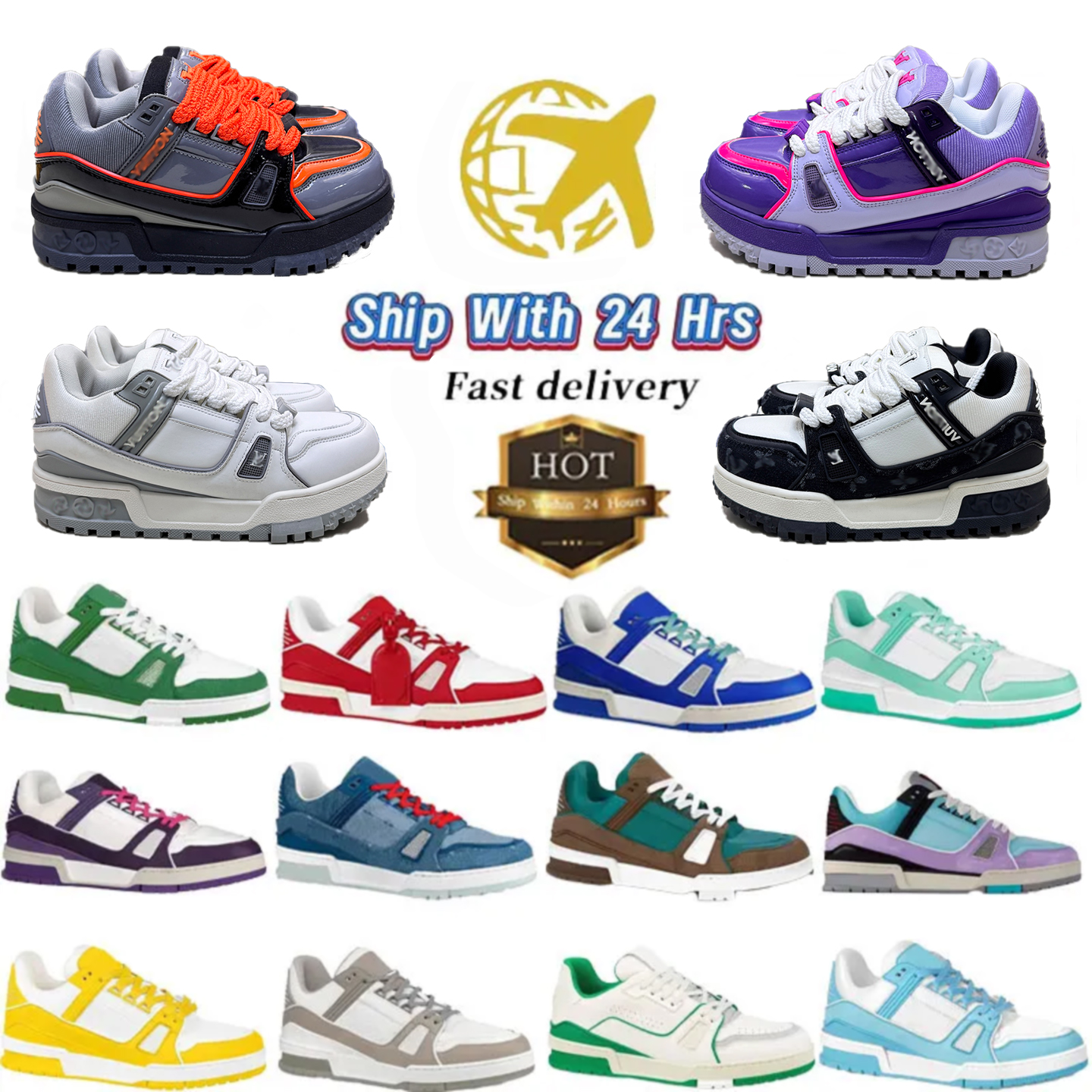 Designer shoes Embossed Shoes sneaker trainers Casual shoes denim canvas leather white green redblue letter fashion platform