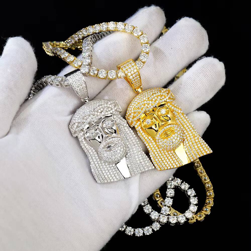 Men Women Custom Jewelry 925 Sterling Silver Chain Hip Hop Little Jesus Piece Iced Out Vvs Diamond Mossanite Moissanite Pendant