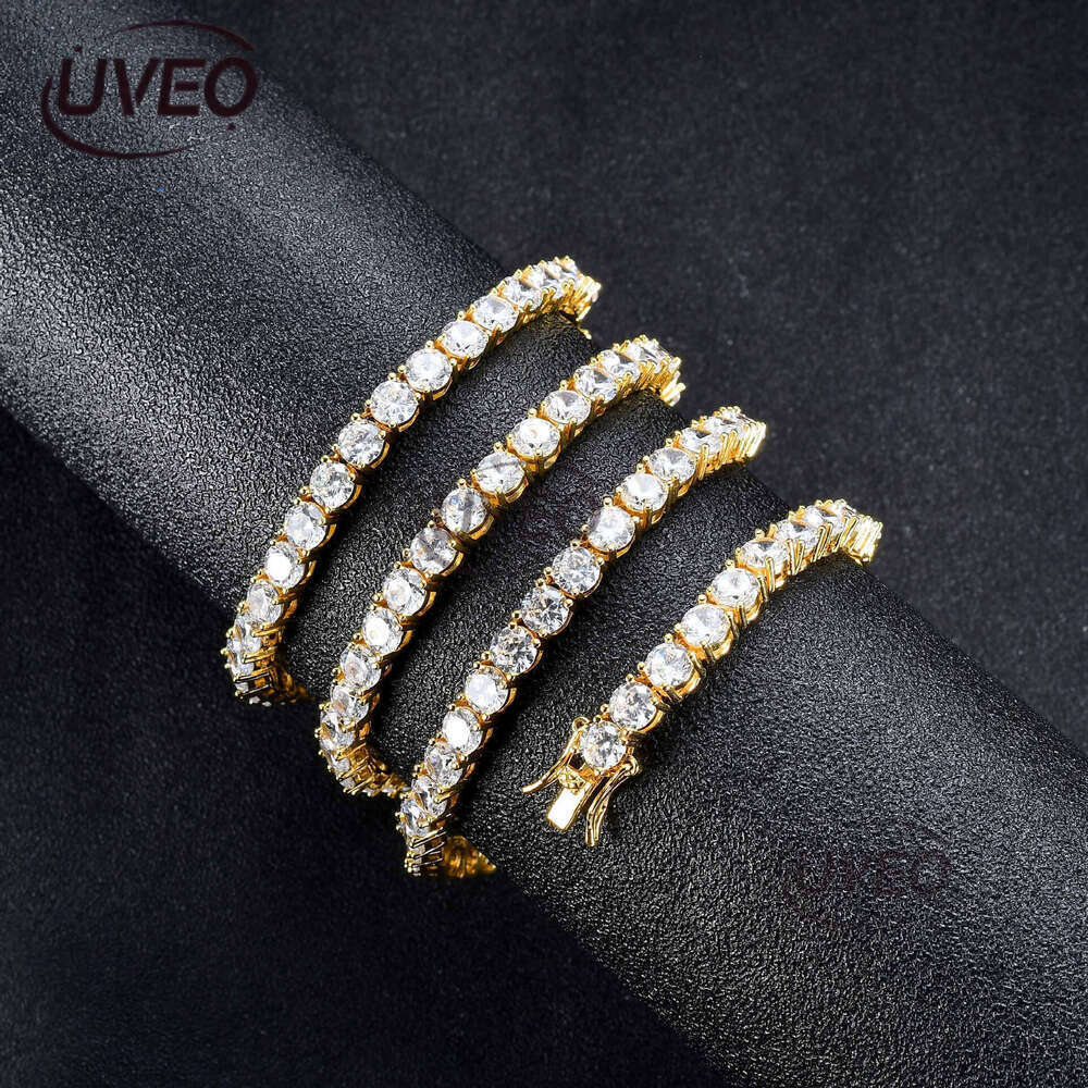 Men's Ice out VVS Moissanite Hip Hop 3mm 4mm 5mm single row necklace tennis chain Free delivery