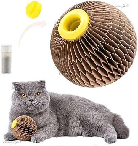 AREIIA Catnip Ball Toy for Cats Catnip Refillable Scratcher Ball Kitty's Faithful Playmate Reduce Obesity and Loneliness CSB01BR