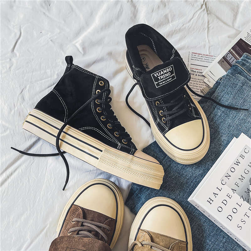 Free shipping Live Streaming Hot zhanyishengli Item One Shoe Two Styles High Top Canvas Unisex Couple Thick Sole Sneakers Basic Shoes Men's Style