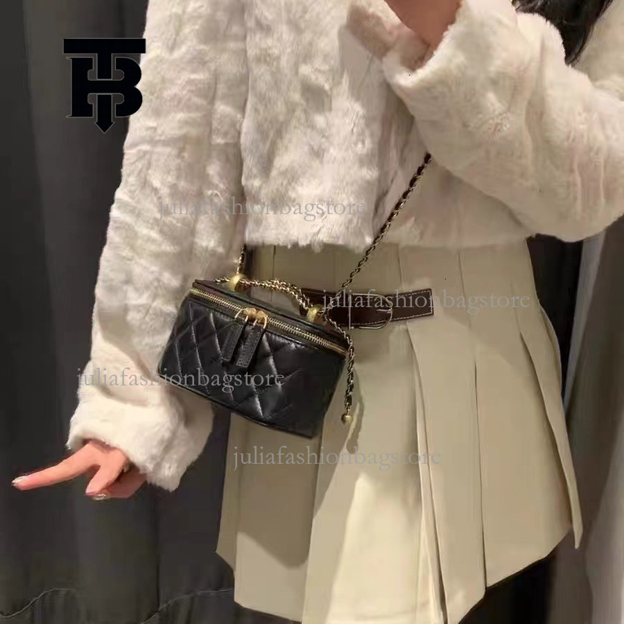 TB BHULAMTE Designer Mini Leather Shoulder Bag Chanel Style Sheepskin Tote Box Bag Women's Golden Ball Chain Lipstick Crossbody Bag Small Square 
