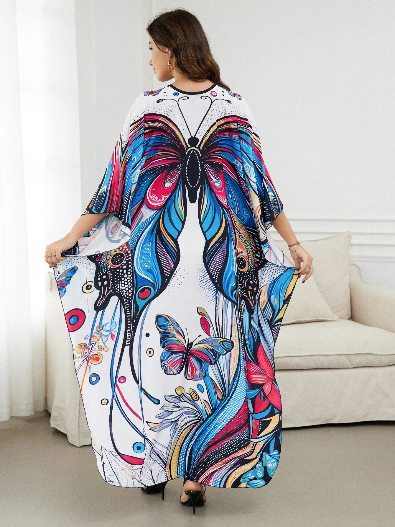 Beach Blouse Position Print Bikini Sunblock Plus Size Dress Holiday Goal Loose 250415Z