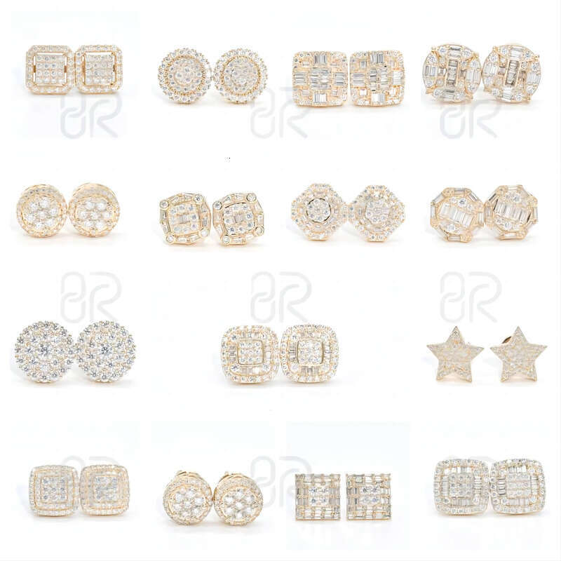 10K 14K Studs Real Gra Certified Long Baguette Cut Vvs Moissanite Gold Earrings