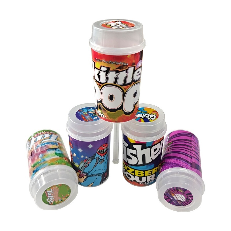 plastic container jars with stickers on push pop 3.5 food packaging storage jar custom