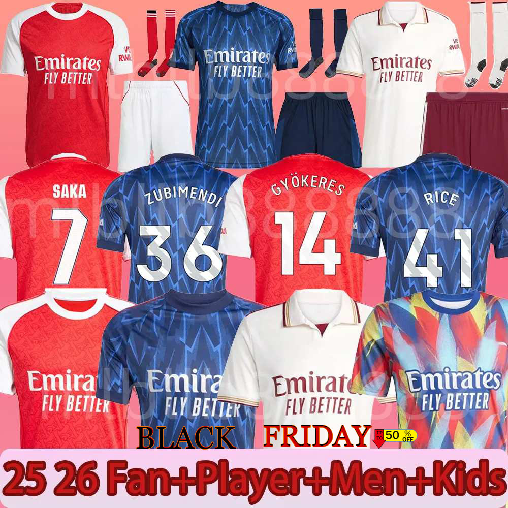 25 26 SAKA Soccer Jerseys ODEGAARD RICE HAVERTZ NWANERI MARTINELLI Calafiori NKETIAH SALIBA TROSSARD JESUS Football Shirt Kids Child Training Kit uniform shirts 01