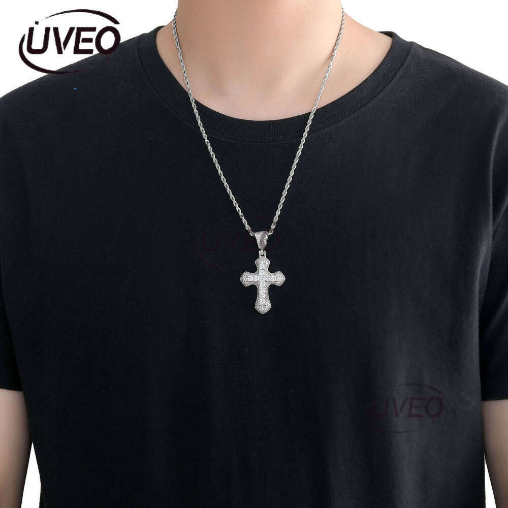 Luxury designer Cross Pendant Ice out VVS Moissanite Pendant Solid Men's and Women's Hip Hop Necklace with free shipping