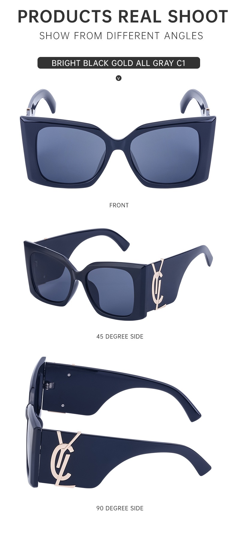 Hot selling 2025 summer free shipping fashionable large frame windproof cat eye sunglasses designer women's outdoor sports sunglasses