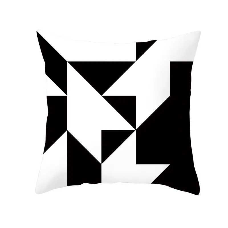 black and white checkered geometric wave stripe printed case for home living room sofa decoration polyesterM251119