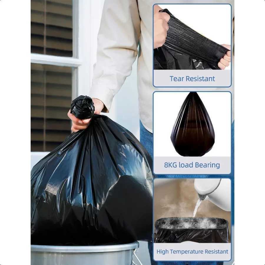 Kitchen Trash Bags 13 Gallon 20 Counts Flag Garbage Bags with No Flaps and No Ties 60cm80cm 168g pcs Unscented Black C251119