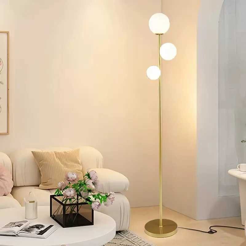 Modern Glass Floor Lamps LED Round Balls Living Rooms Sofa Decorative Standing Lighting Minimalist Bedroom Bedside E27 Fixtures M251119