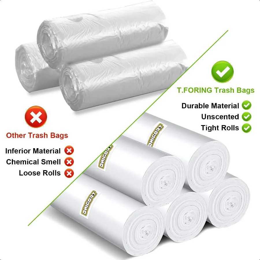 120 Count 8 Gallon Trash Bags Unscented Thick Clear Medium Garbage bags 30 Liter Strong Plastic Wastebasket Can Liners for Kitc C251119