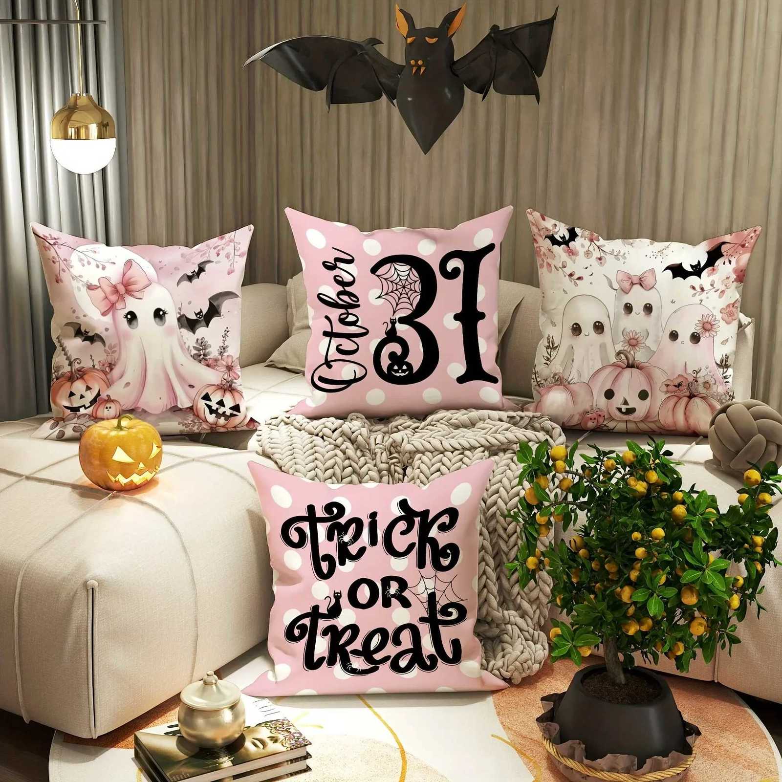 Halloween decorative cases ghost pumpkin spider web bat trick or treat case bedroom living room sofa cushion coverM251119