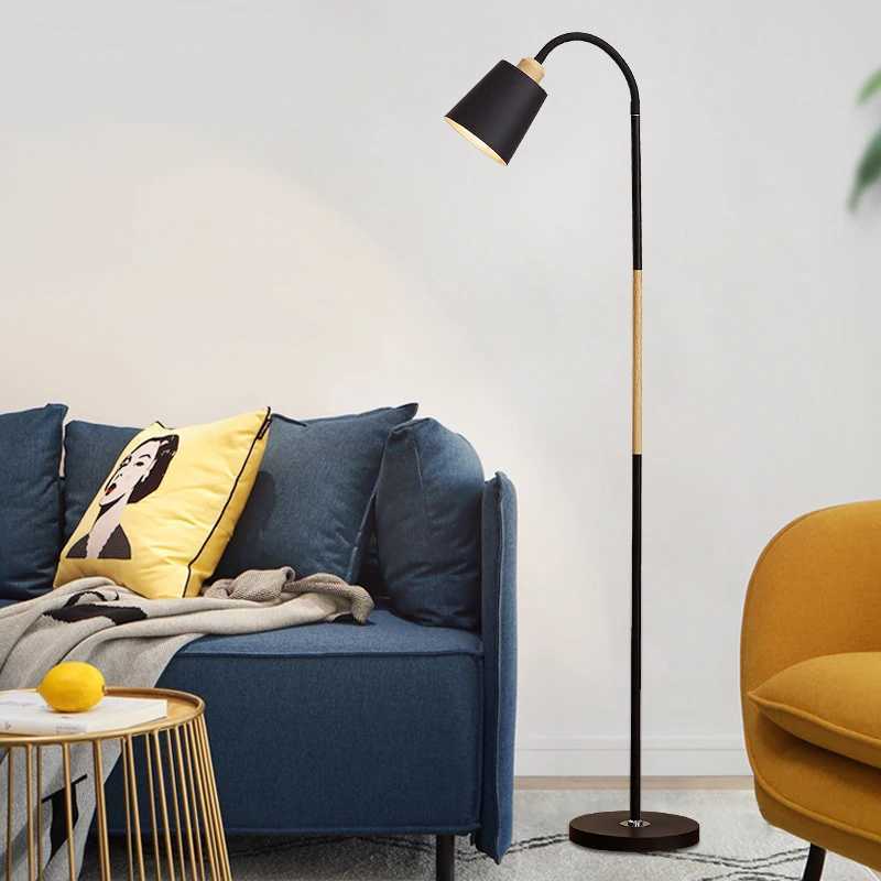 Nordic LED Floor Lamps Bedroom Reading Deco Dining Room Light Indoor Bulb Modern Dimming BlackWhite Adjustable M251119