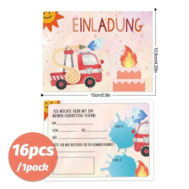 16 Pieces Anime Fire Brigade Invitation Cards Exquisite Fire Brigade Pattern Design Personalized Paper Material G251119