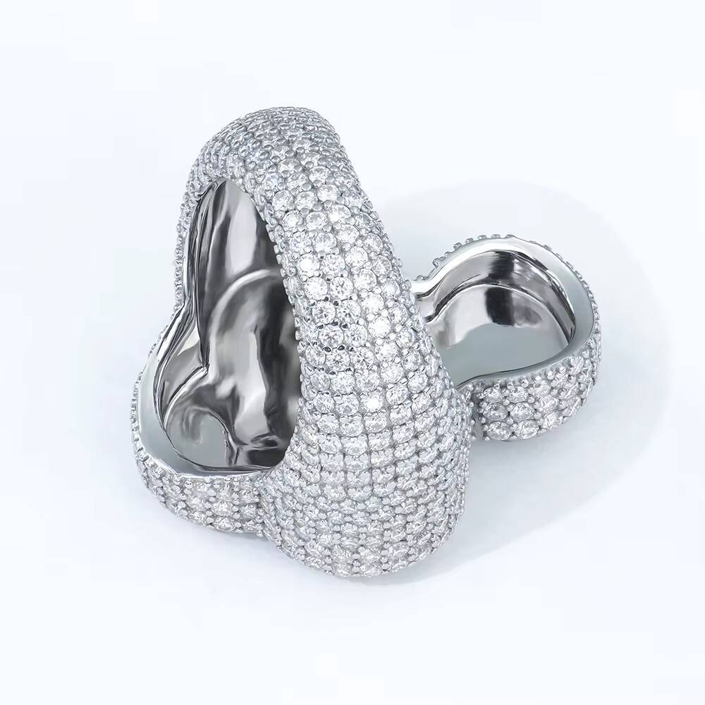 Hiphop 925 Silver Cross Design Iced Out Baguette Cut Moissanite Ring Rhodium Rose Gold Plating Options Fine Jewelry