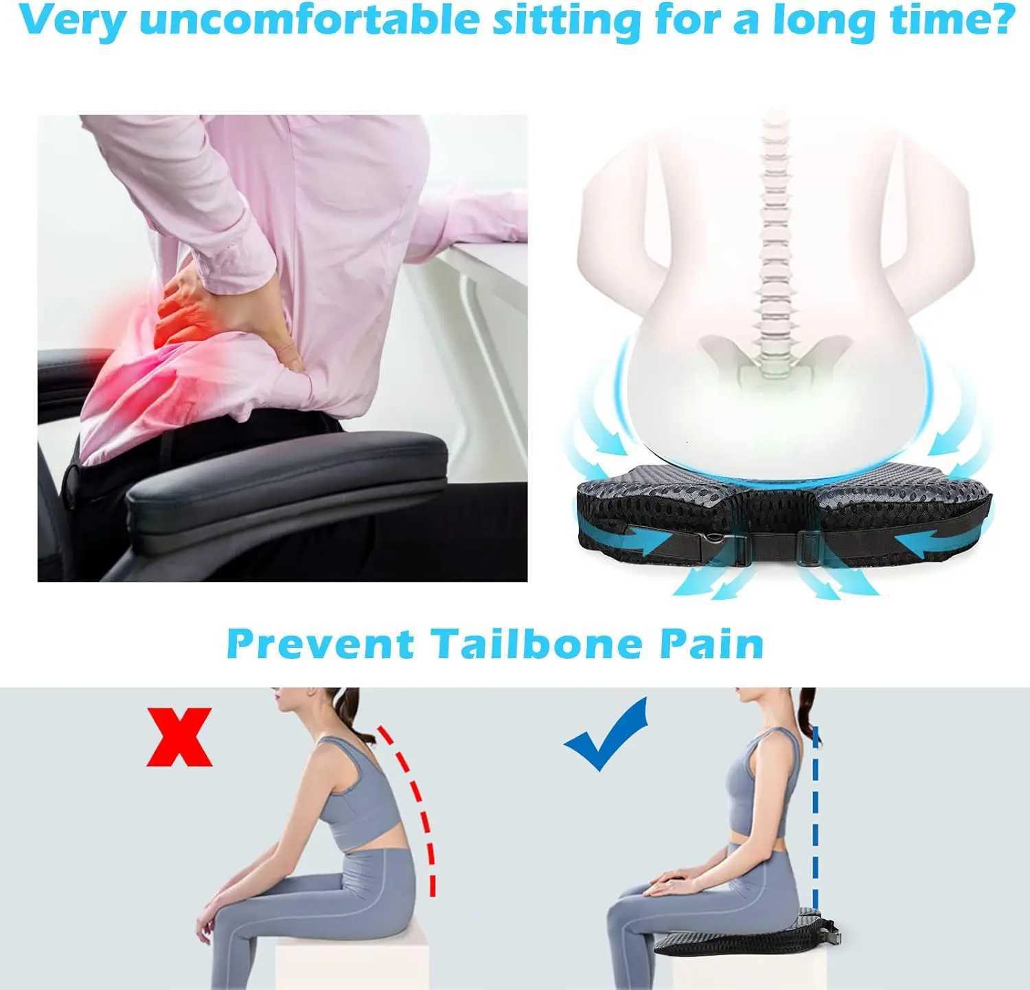 Car Wedge Seat Cushion Memory Foam Comfortable Seat Cushion-Orthopedic Support For Car Driver Seat Office Chair WheelchairsM251119