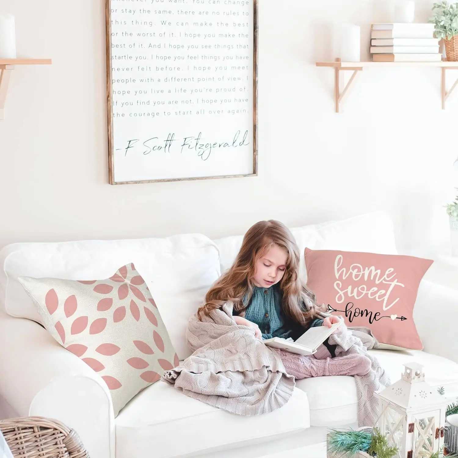 Pink Throw s Cover Decoration Outdoor Linen Cushion Covers Decorative for Bedroom Sofa Chair Bed GardenM251119