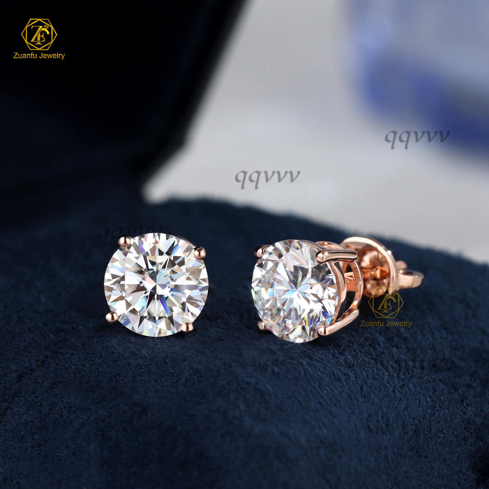 2 Carat Diamond Earrings Lab Grown Cvd Hpht Diamonds 14k/18k Gold Stud Jewelryqqvvv