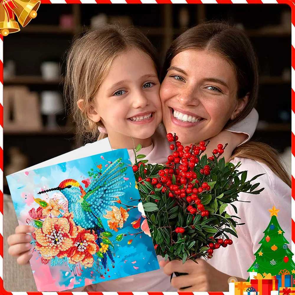 12pcs Rhinestone Art Christmas Cards Christmas Tree Card Colorful Christmas Greeting Cards Happy Holiday Cards Versatile Seasons G251119