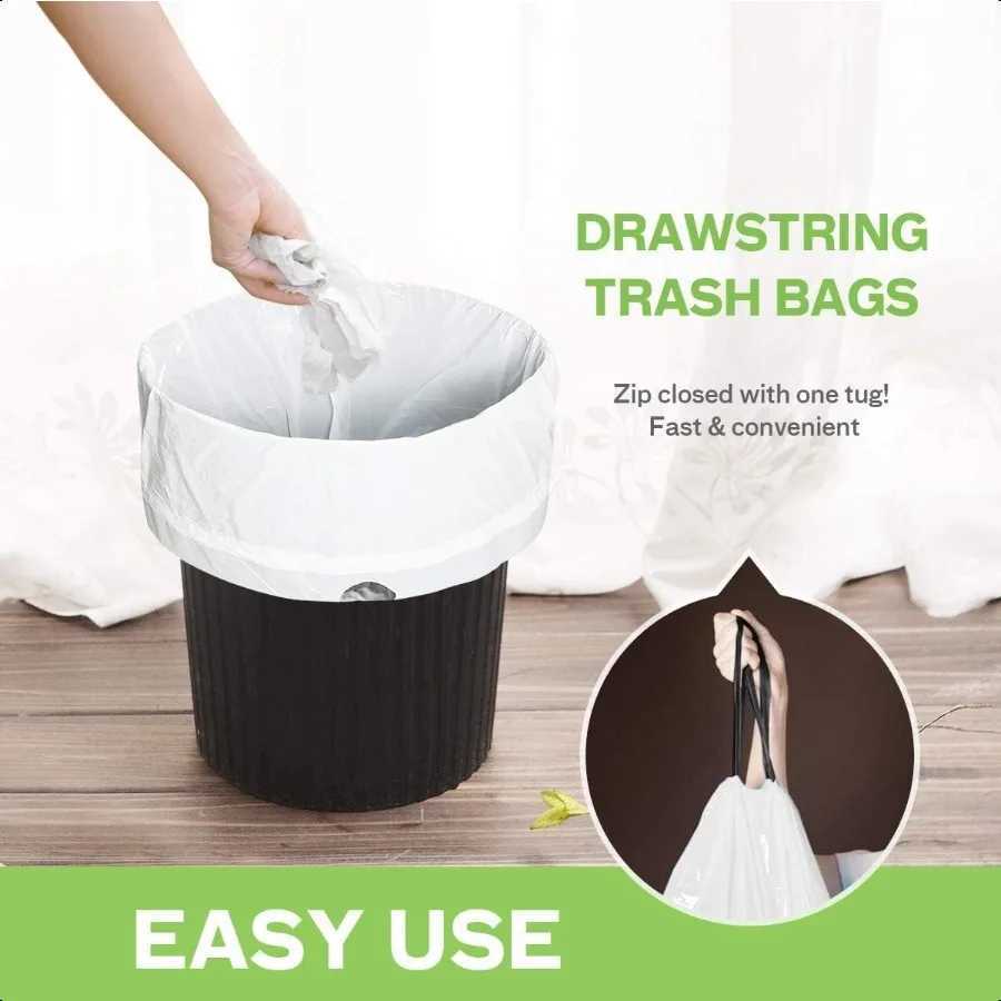 4 Gallon 140 Counts Strong Drawstring Trash Bags Garbage Bags by Bathroom Trash Can Bin Liners Small Plastic Bags for home offi C251119